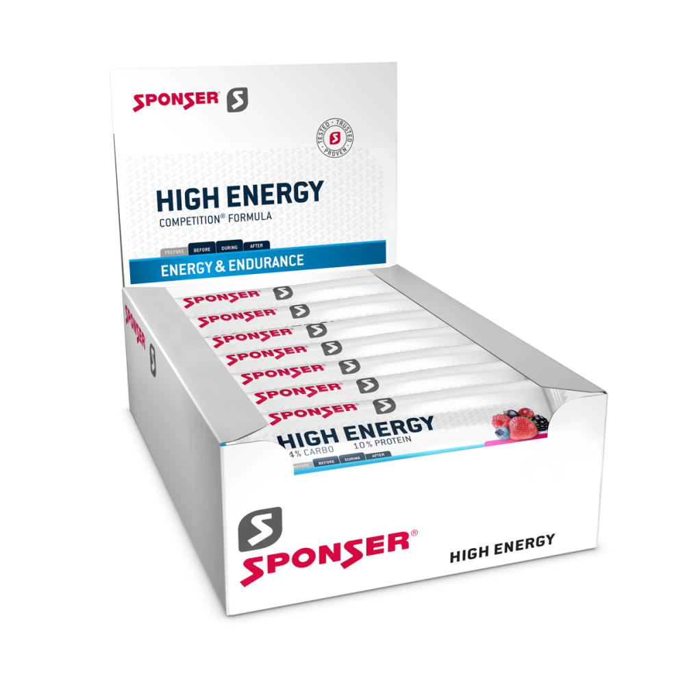 Sponser HIGH ENERGY BAR, Berry, Display 30 x 45g
