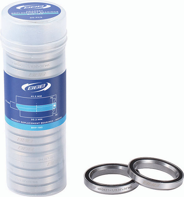 BBB OEM Ersatz-Steuerlager CrMo, 20 Stk., 1.1/8"-41.5 x 6.5mm, 36°x36°, MR043