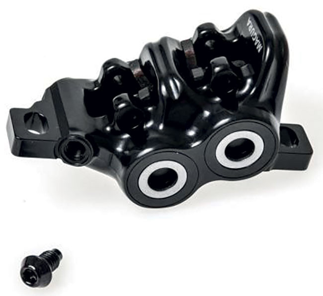 Magura Bremszange MT5, schwarz, Blende silber, drehbarer Leitungsanschluss, mit  Bremsbelägen, ab MJ2015...