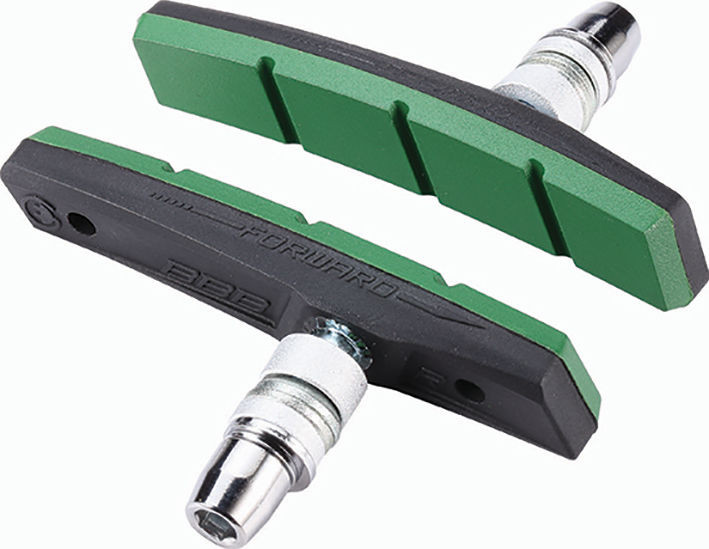 BBB Bremsschuh V-Brake für E-Bikes 25 Paar schwarz-grün, optimierte Bremsleistung