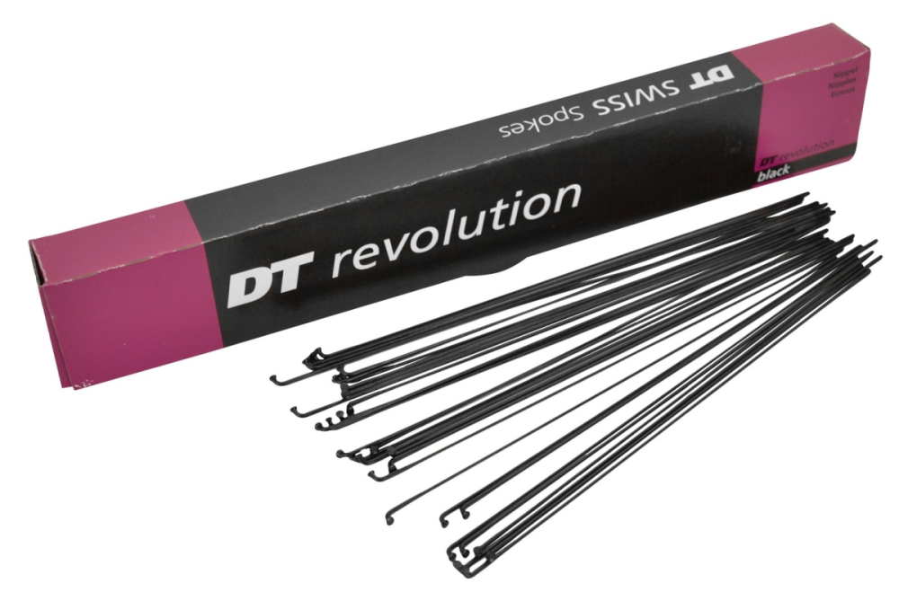 DT Swiss Speichen Revolution 298mm schwarz, 2,0/1,5mm, ohne Nippel, Karton à 100 Stk.