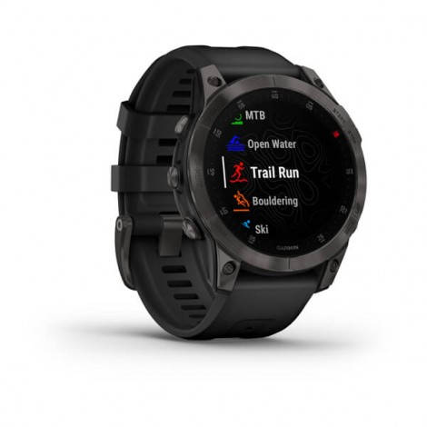 Garmin epix, SAPPHIRE Schwarz/Schiefergrau Titan mit QuickFit®-Silikon-Armband 22 mm