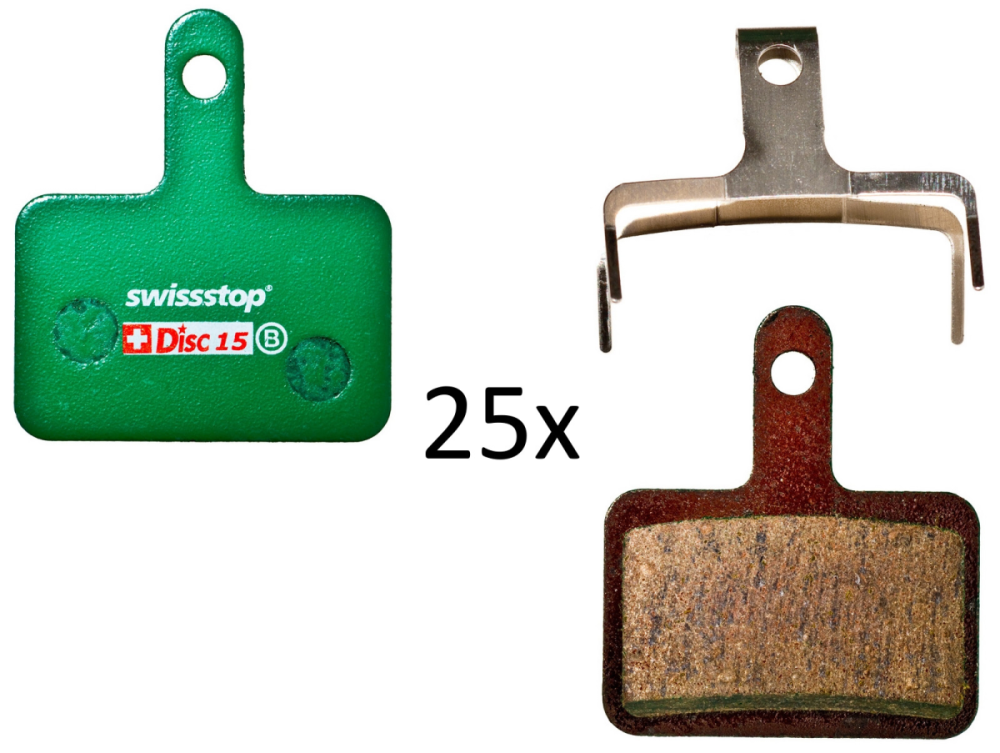 SwissStop   Bremsbelag Disc 15 C Shimano/TRP/Tektro, Box à 25 Paar, Deore BR-M575/525/515, LX BR-T675/505, ...