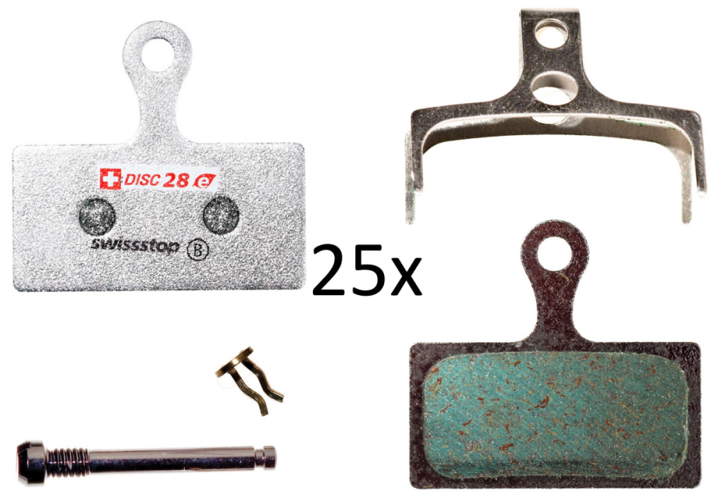 SwissStop   Bremsbelag Disc 28 E Shimano/FSA/REVER, Box à 25 Paar, XTR M9000/M9020/M987, XT M8000/M785, SLX...