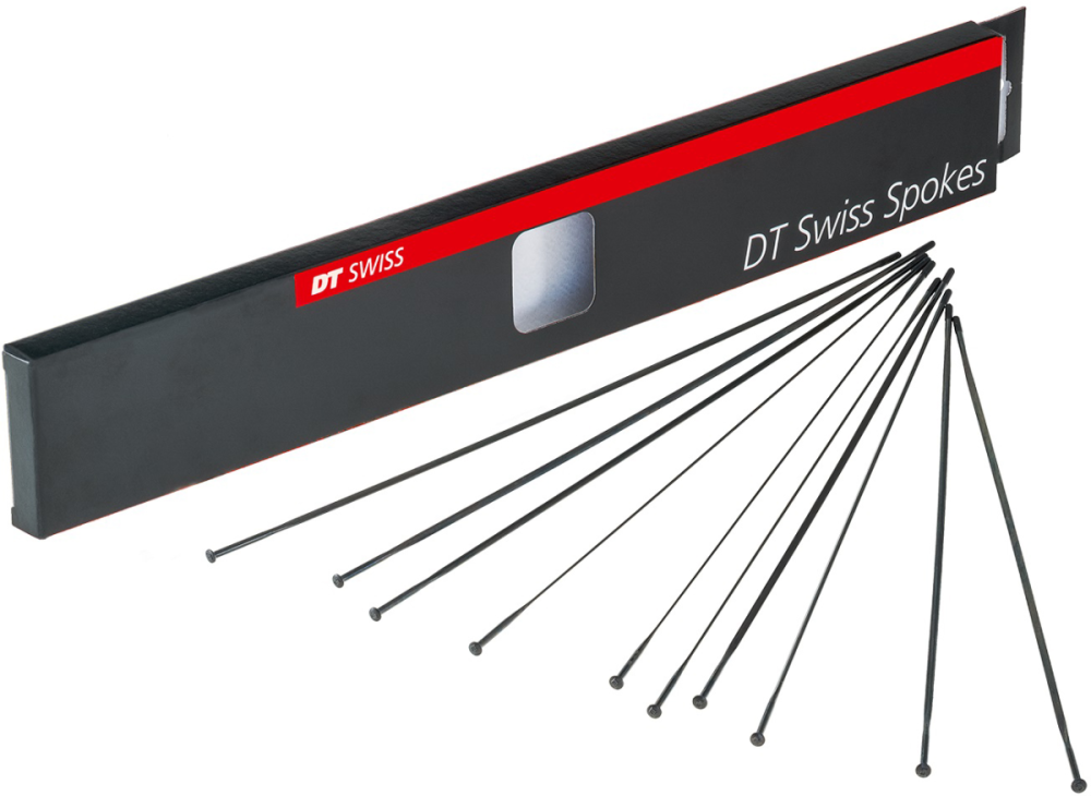 DT Swiss Speichen Aerocomp straightpull 300mm schwarz, 2,0/2,3x1.25mm, ohne Nippel, Karton à 20 Stk.