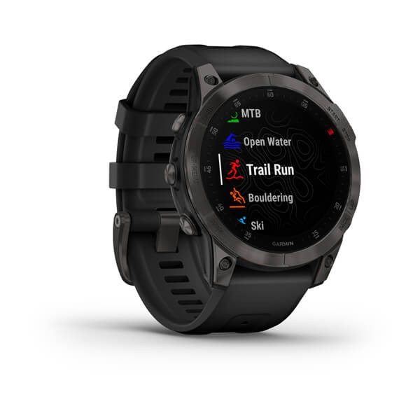 Garmin epix, SAPPHIRE Schwarz/Schiefergrau Titan mit QuickFit®-Silikon-Armband 22 mm