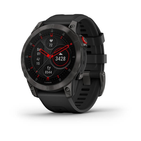Garmin epix, SAPPHIRE Schwarz/Schiefergrau Titan mit QuickFit®-Silikon-Armband 22 mm