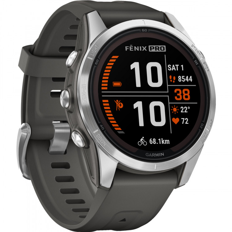 Garmin fenix 7S Pro Solar, Glass, SS w/Graphite band, Sportuhr
