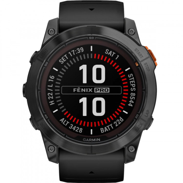 Garmin fenix 7X Pro Sol,Slate Gray Stl w/Black Bnd, Sportuhr