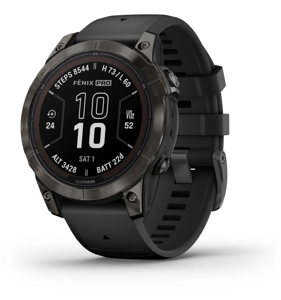 Garmin fenix 7 Pro Saph Solar, Crbn Gry DLC Ti w/Black Band, Sportuhr