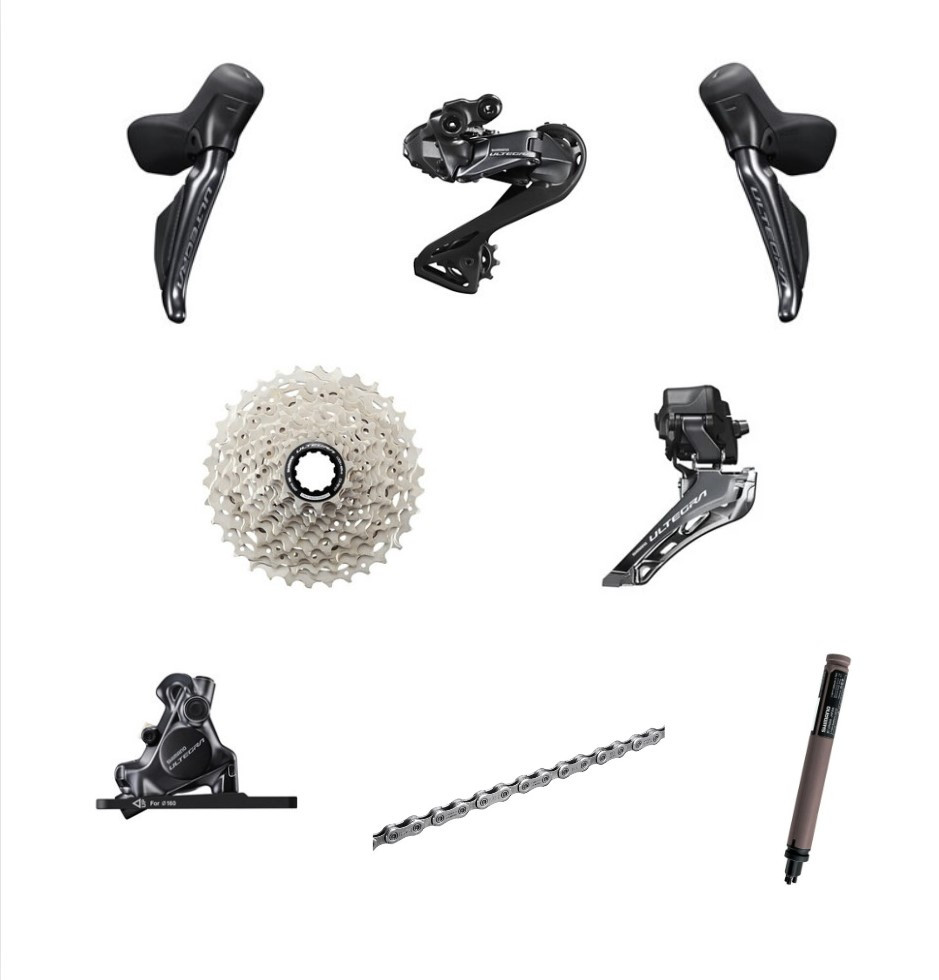 Shimano   Ultegra Di2 Gruppe Disc 12-fach, R8100 Serie, ohne Kurbel und Bremsscheiben, Keine Kurbel, Kass...