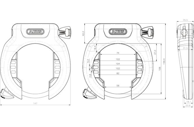 ABUS Rahmenschloss Pro Amparo 4750SL NR ohne Halter schwarz