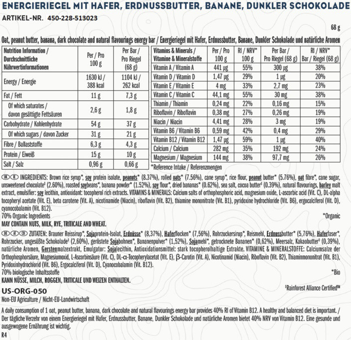 CLIF Bar Peanut Butter Banana Dark Choccolate