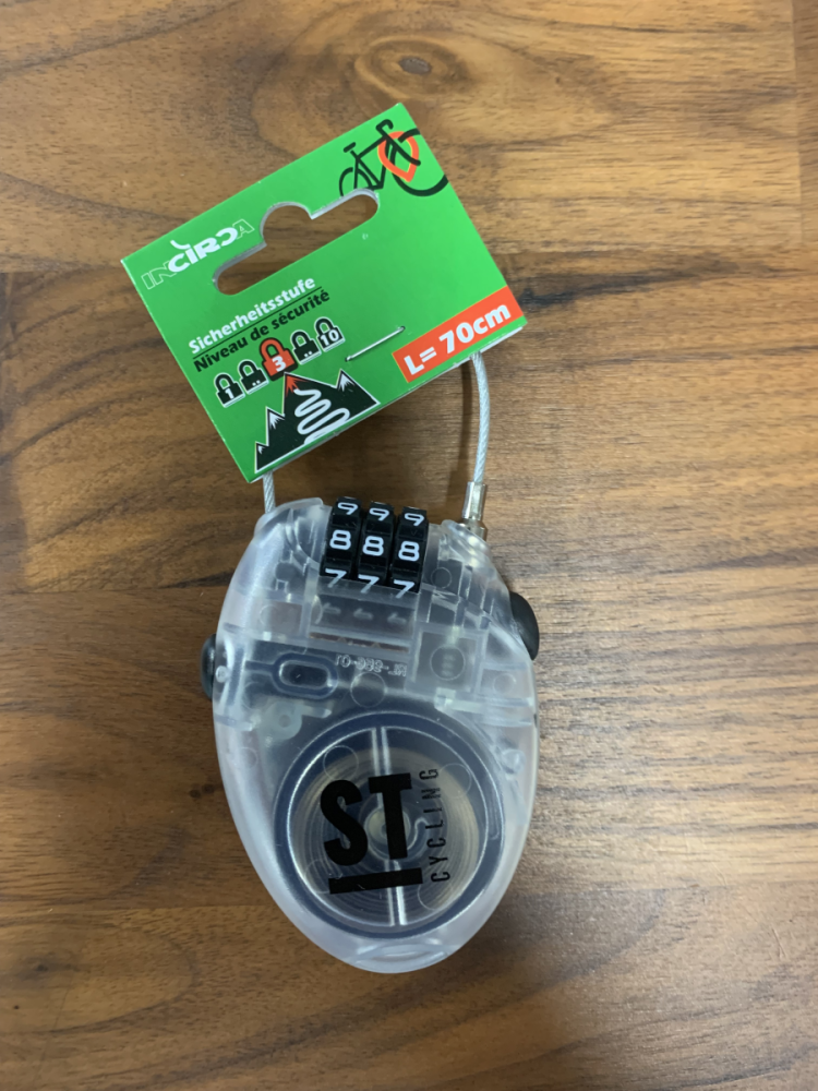 Incirca Kabelschloss, INCIRCA aufrollend mit Zahlenkombination transparent Länge