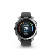 Garmin fēnix® E – 47 mm, AMOLED, mit QuickFit®-Silikon-Armband 22 mm, Sportuhr, Schwarz/Silber