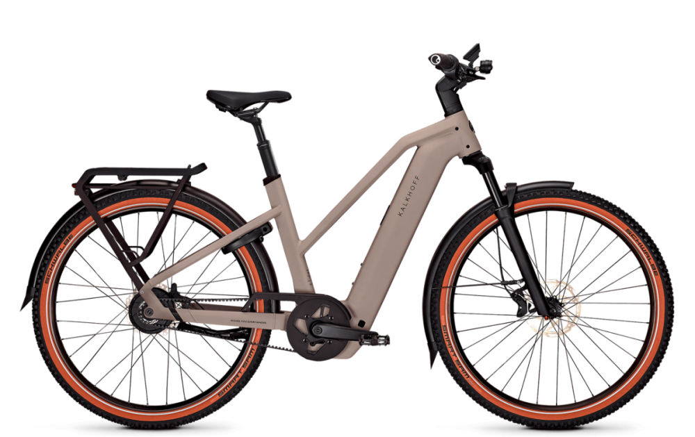 Kalkhoff ENTICE 5+ ADVANCE BELT, moonstonegrey matt, 600Wh, Trapez, L