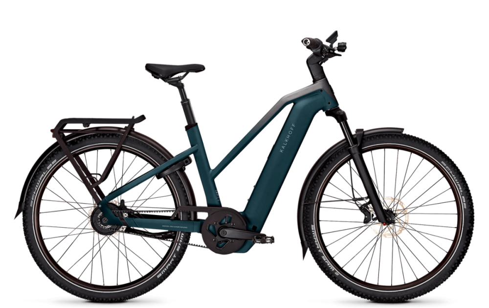 Kalkhoff ENTICE 5+ ADVANCE BELT, darksprings / jetgrey matt, 800Wh, Trapez, L