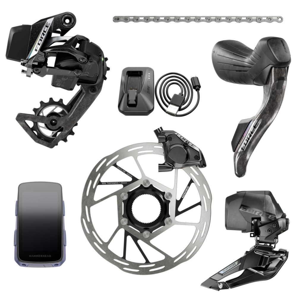 SRAM Force AXS E1 2x Groupset Limited Edition, Hammerhead, Shifters, Kette, RD, FD, Rotor