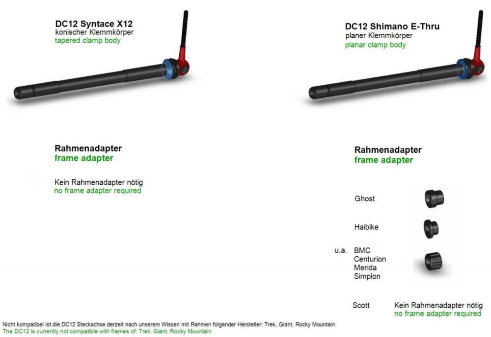 Tune DC12 Hinterrad-MTB-Steckachsenspanner, für Syntace X-12 System, Aluachse, schwarz - black - noir