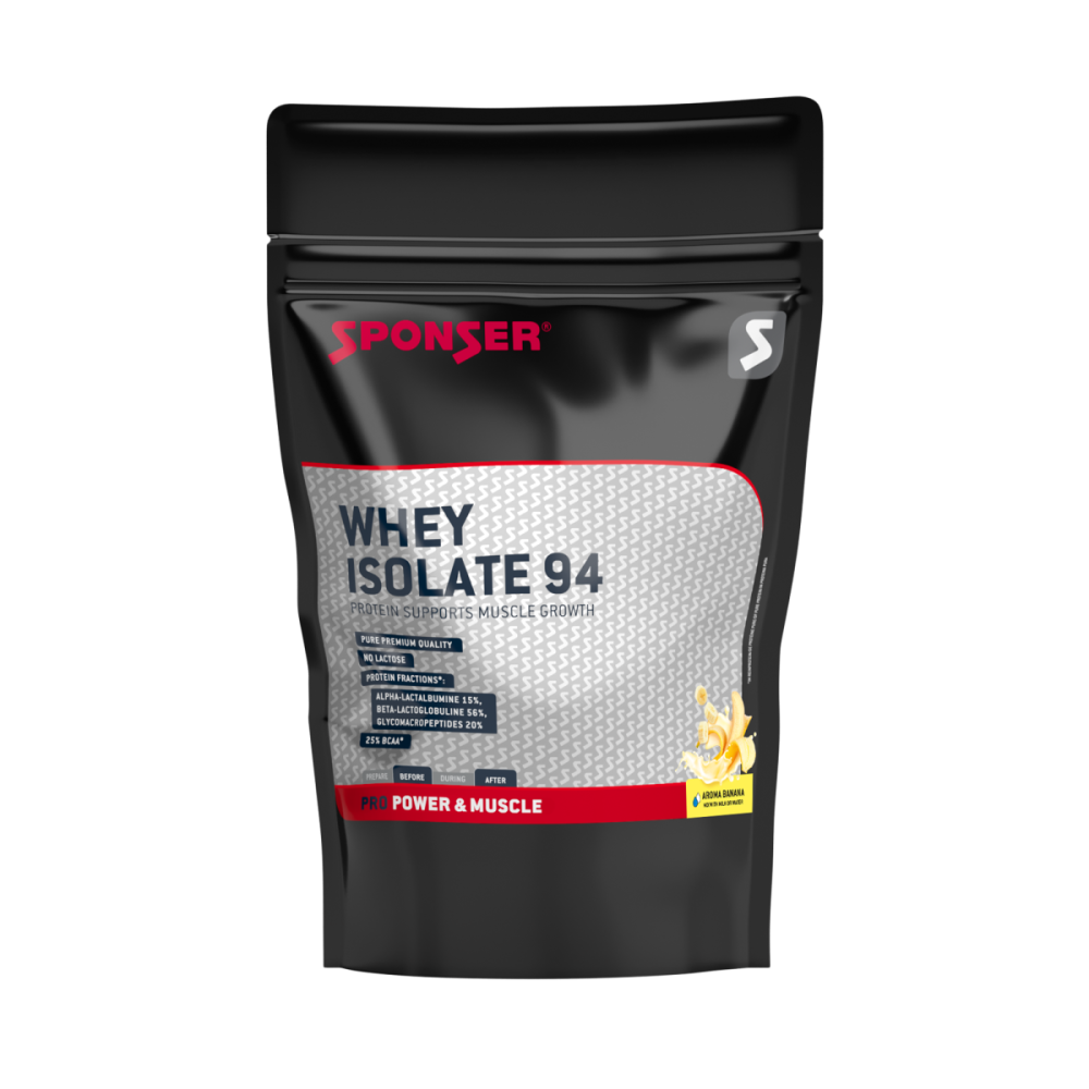 Sponser Whey Isolate 94 - Glutenfrei Laktosefrei Whey Proteine Proteinpulver, Banana, Nachfüllbeutel 1500g