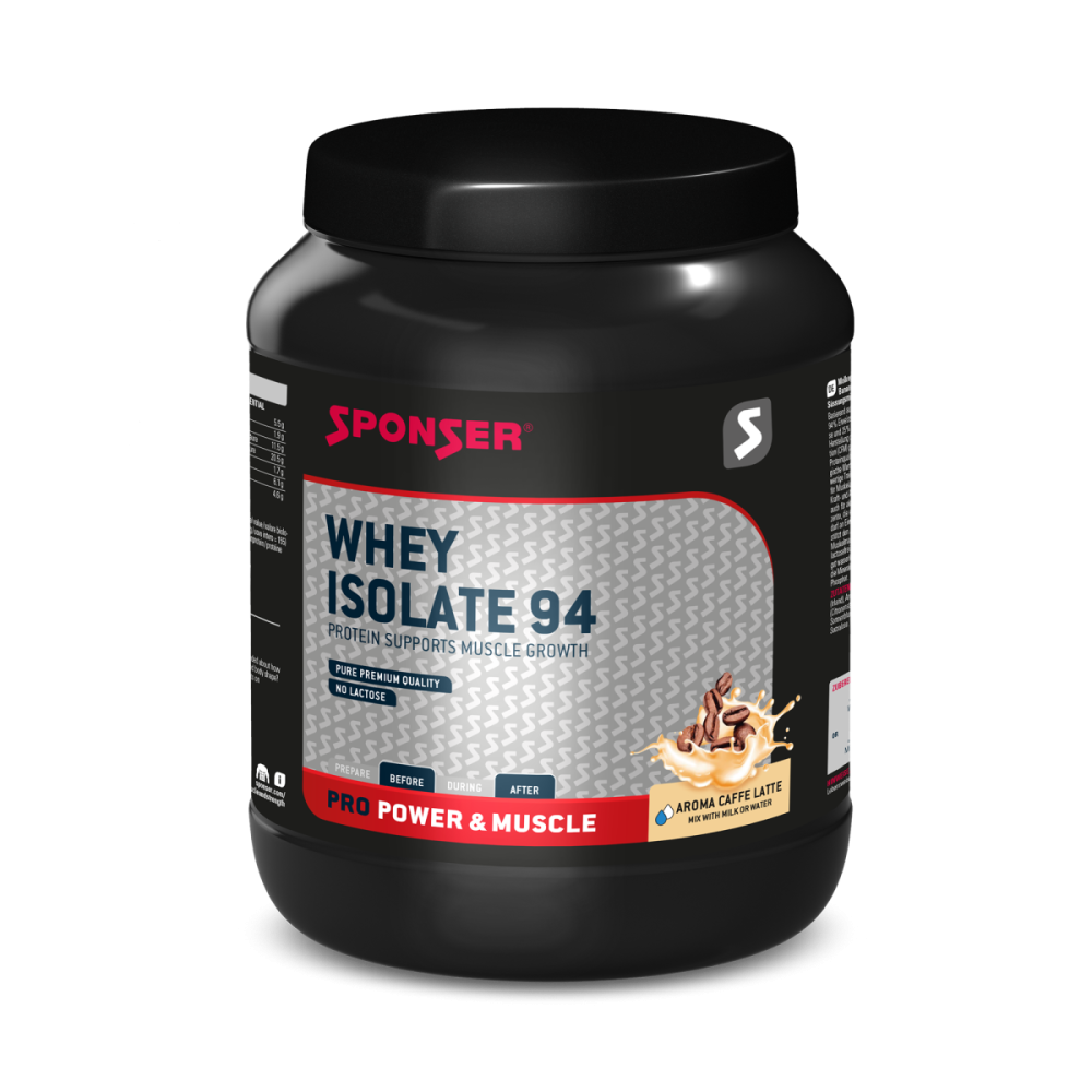 Sponser Whey Isolate 94 - Glutenfrei Laktosefrei Whey Proteine Proteinpulver, Caffè Latte, Dose 850g