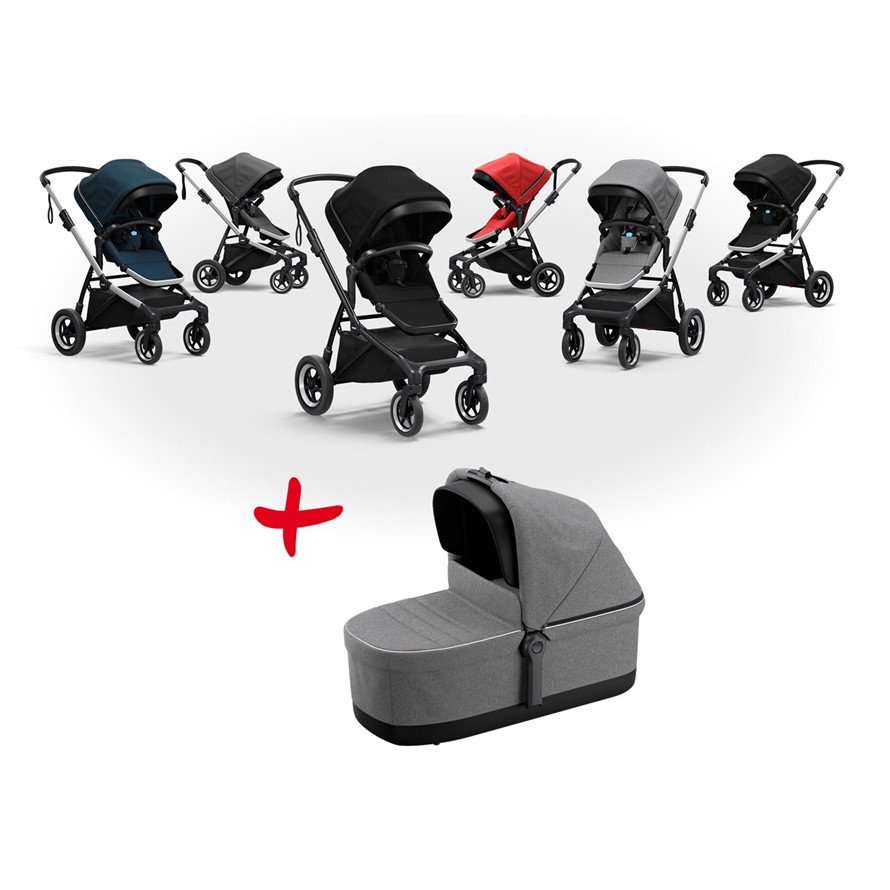 Thule Kinderwagen (Buggy) SLEEK inkl. Bassinet, aluminium, midnight black