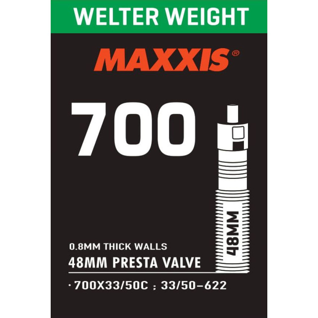 Maxxis Schlauch Welter Weight 0.8mm, Presta RVC 60mm (LL), 700x33-50, 33/50-622, Ventil 48mm